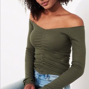 Ruched off the shoulder top